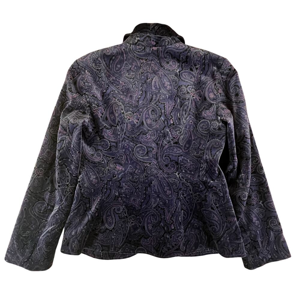 Lafayette 148 New York Velvet Paisley Blazer 12 | Purple Lined Y2K Glam Jacket - Picture 6 of 12